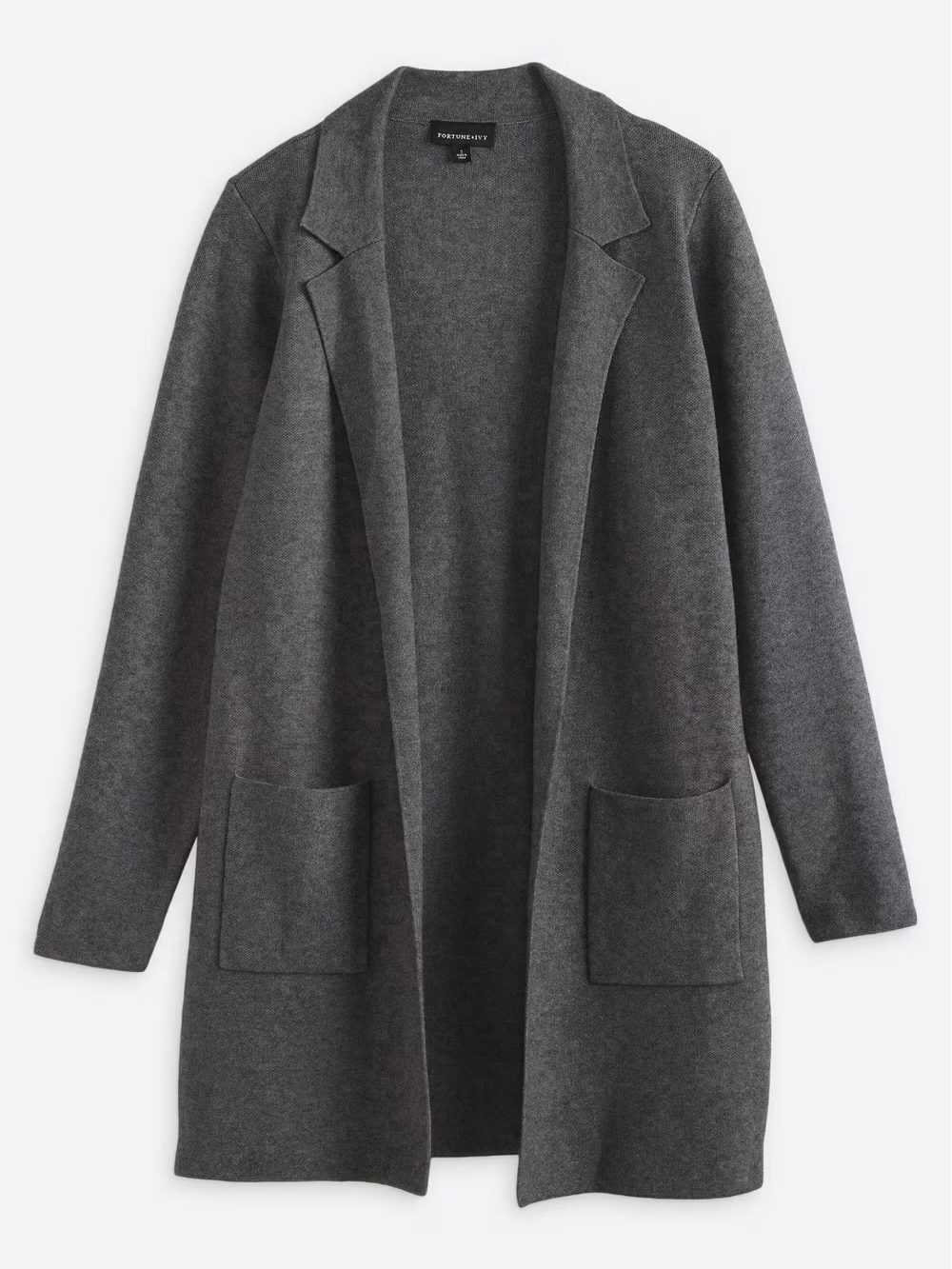 Open-Front Long Women's Cardigan Sweater - Dark Gray